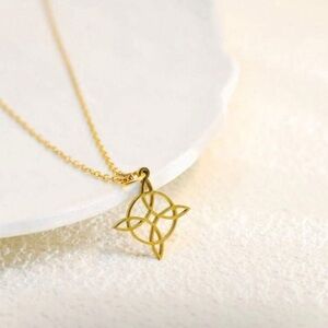 Gold Plated Stainless Steel Celtic Knot Pendant Charm Necklace